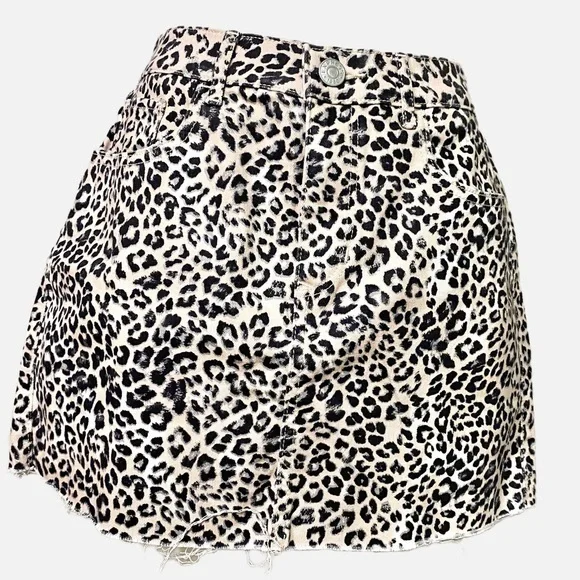Express Straight Mini Mid Rise Animal Print Stretch Skirt - Picture 1 of 9